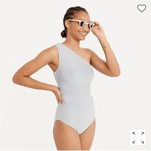 J Crew One Shoulder seersucker swimsuit size 22